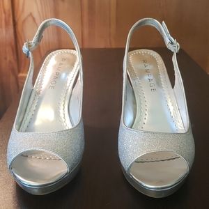 4" Silver glitter heels